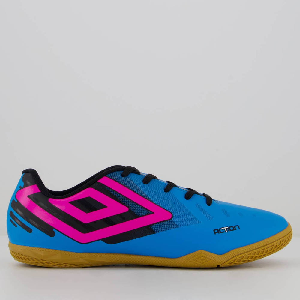Chuteira Umbro Action Futsal Azul e Rosa Chuteira Umbro Action Futsal Azul e Rosa
