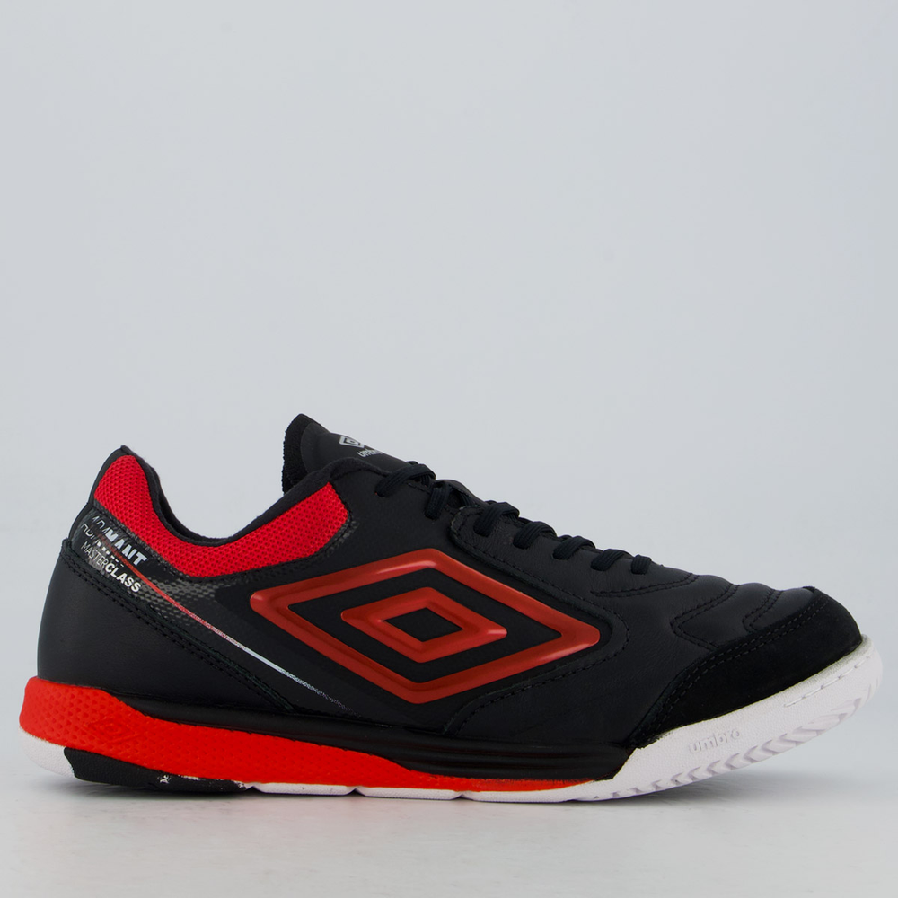 Chuteira Umbro Adamant Master Class Pro Bump Futsal Preta e Vermelha Chuteira Umbro Adamant Master Class Pro Bump Futsal Preta e Vermelha
