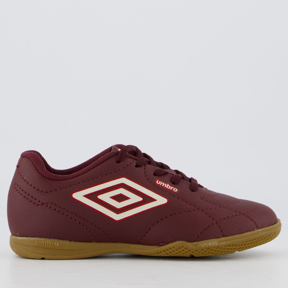 Chuteira Umbro Class Footballer Futsal Juvenil Bordô e Branca