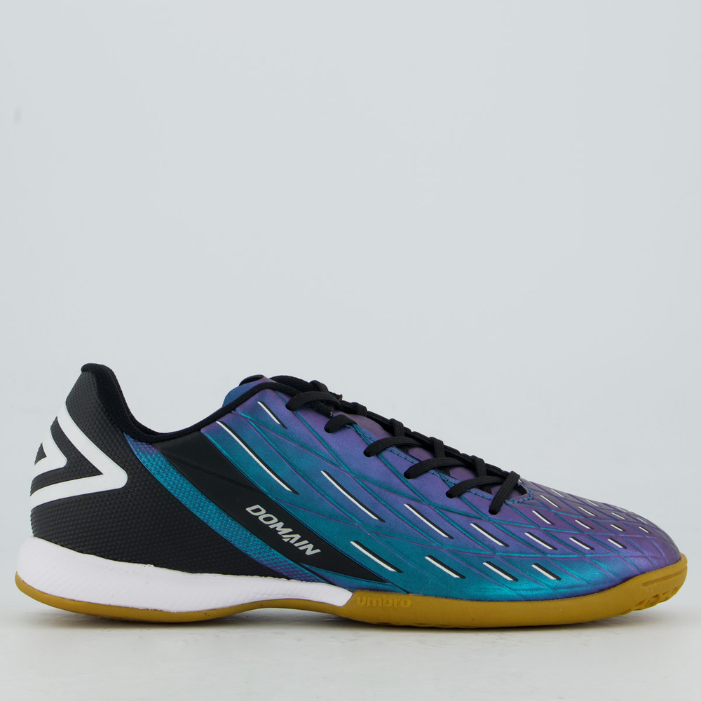 Chuteira Umbro Domain Futsal Azul e Preta Chuteira Umbro Domain Futsal Azul e Preta