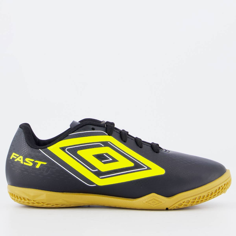Chuteira Umbro Fast II Juvenil Futsal Preta e Amarelo Chuteira Umbro Fast II Juvenil Futsal Preta e Amarelo