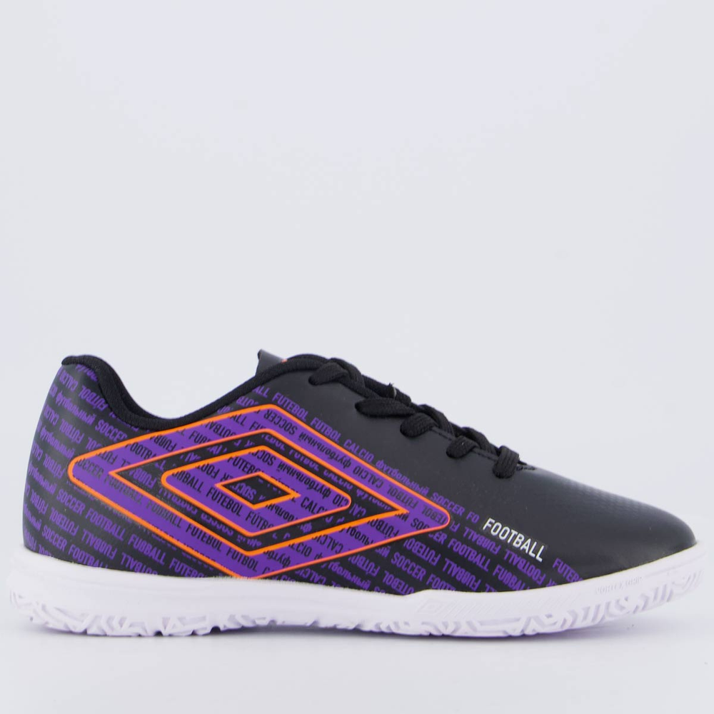Chuteira Umbro Football Futsal Juvenil Preta e Roxa