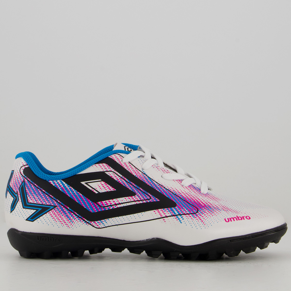 Chuteira Umbro Heatmap Society Juvenil Branca e Azul Chuteira Umbro Heatmap Society Juvenil Branca e Azul