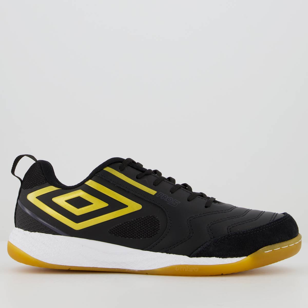 Chuteira Umbro Pro 5 Bump Futsal Preta e Dourada Chuteira Umbro Pro 5 Bump Futsal Preta e Dourada