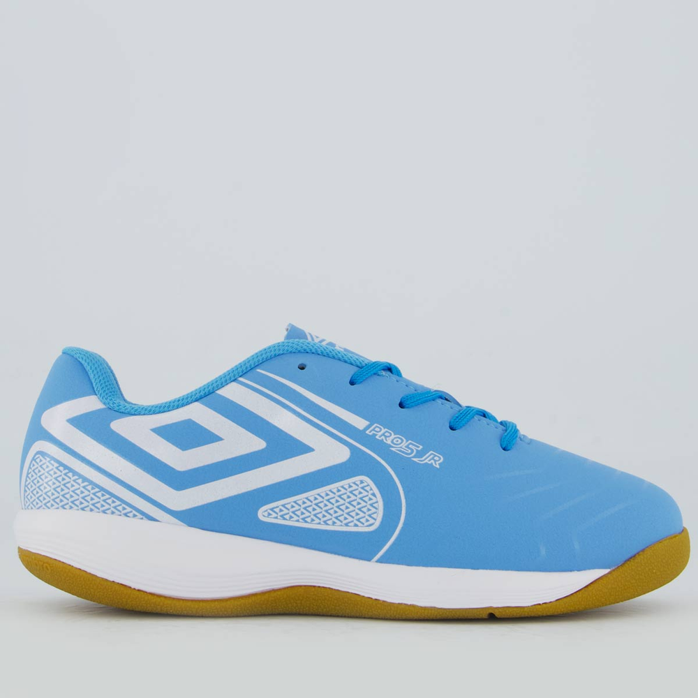Chuteira Umbro Pro 5 Futsal Juvenil Azul e Branca