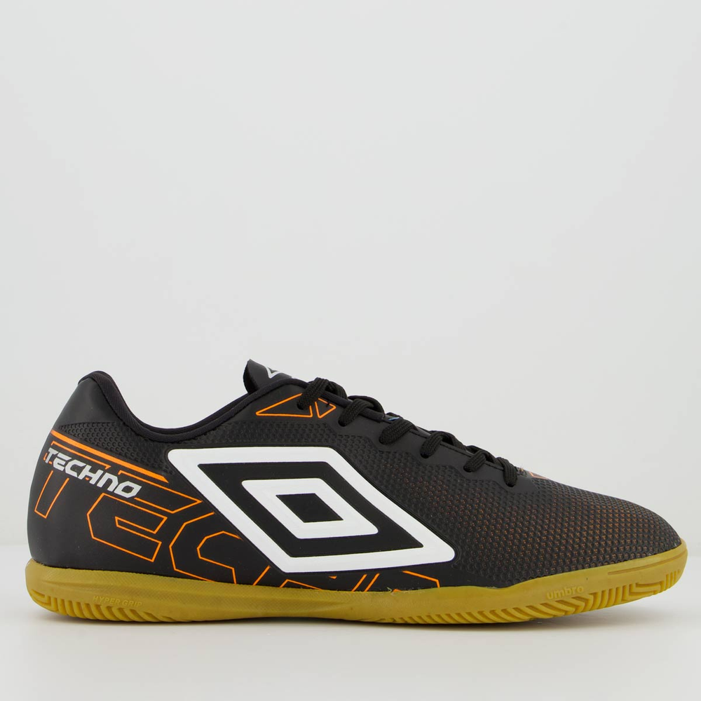 Chuteira Umbro Techno Futsal Preta e Laranja Chuteira Umbro Techno Futsal Preta e Laranja