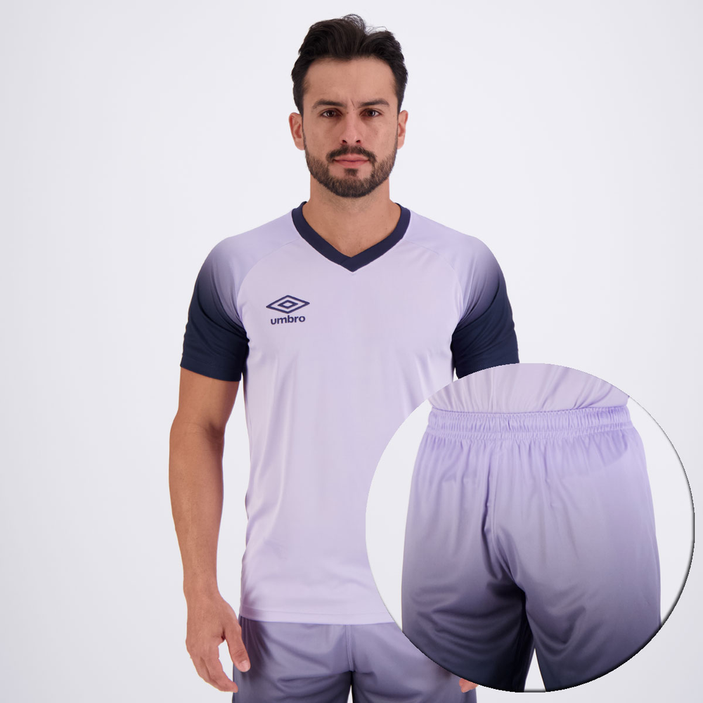 Conjunto Calção e Camisa Umbro Baller Lilás e Marinho
