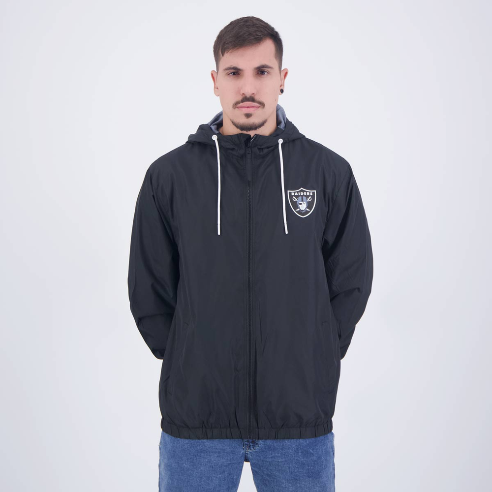 Jaqueta New Era NFL Las Vegas Raiders Windbreaker Basic Preta Jaqueta New Era NFL Las Vegas Raiders Windbreaker Basic Preta