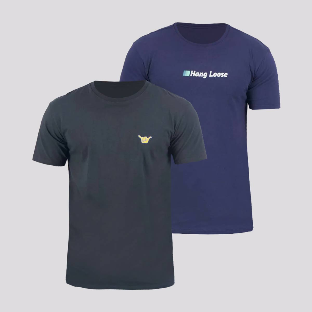 Kit 02 Camisetas Hang Loose Cinza e Marinho Kit 02 Camisetas Hang Loose Cinza e Marinho