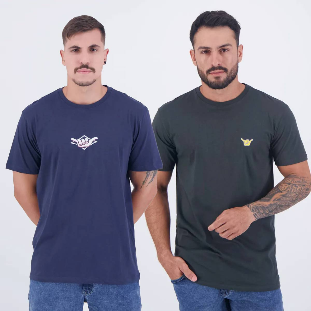 Kit 02 Camisetas Hang Loose Cinza Escuro e Marinho Kit 02 Camisetas Hang Loose Cinza Escuro e Marinho
