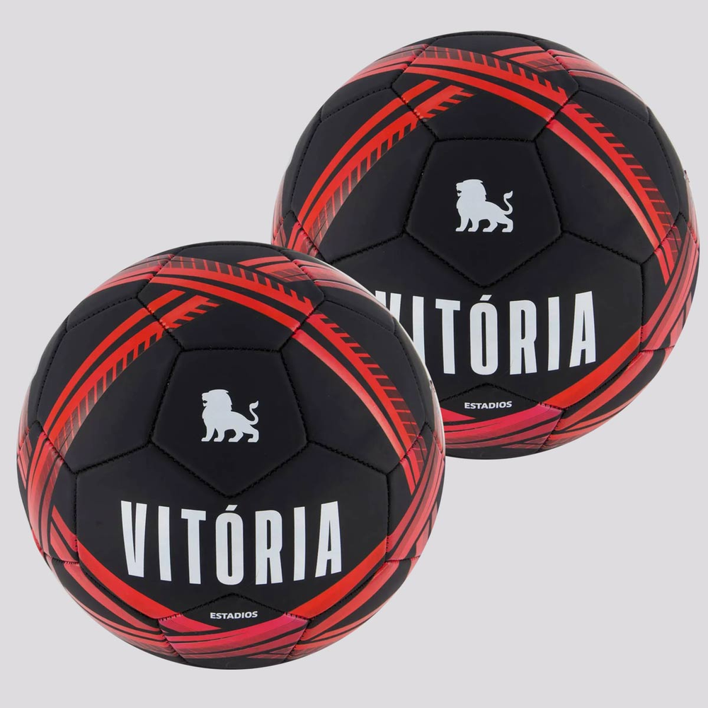 Kit 2 Bolas Vitória Estádios 24 Campo Preta e Vermelha Kit 2 Bolas Vitória Estádios 24 Campo Preta e Vermelha