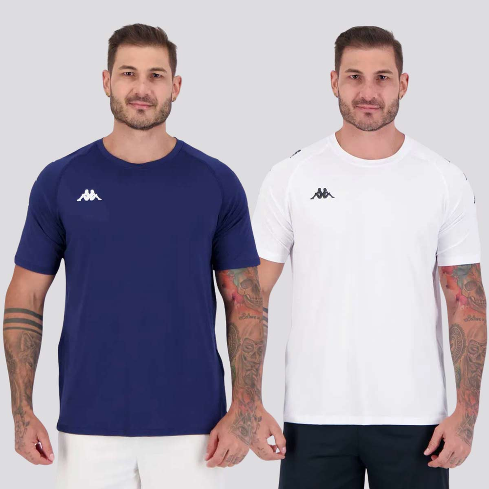 Kit 2 Camisas Kappa Garret Branca e Marinho Kit 2 Camisas Kappa Garret Branca e Marinho