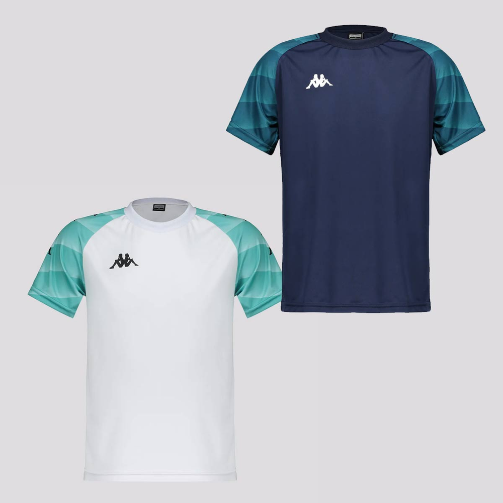 Kit 2 Camisas Kappa Raglany Juvenil Marinho e Branca Kit 2 Camisas Kappa Raglany Juvenil Marinho e Branca
