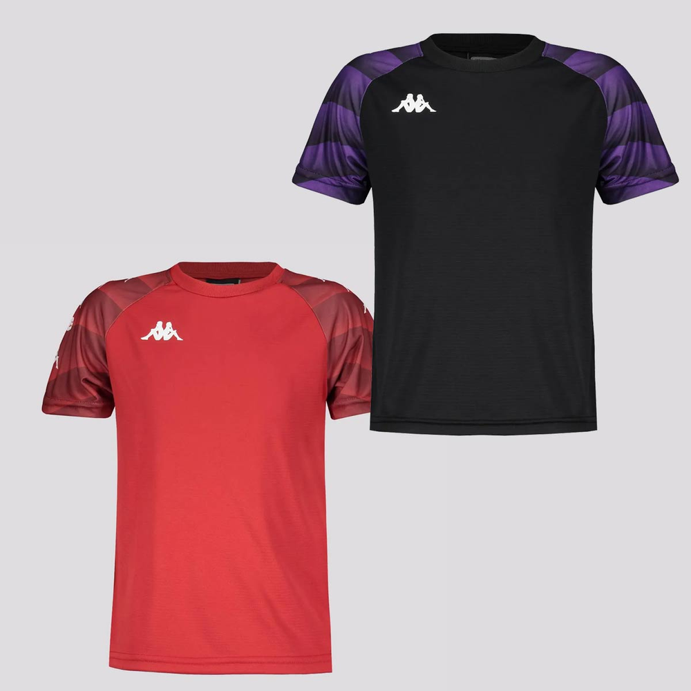 Kit 2 Camisas Kappa Raglany Juvenil Preta e Vermelha Kit 2 Camisas Kappa Raglany Juvenil Preta e Vermelha