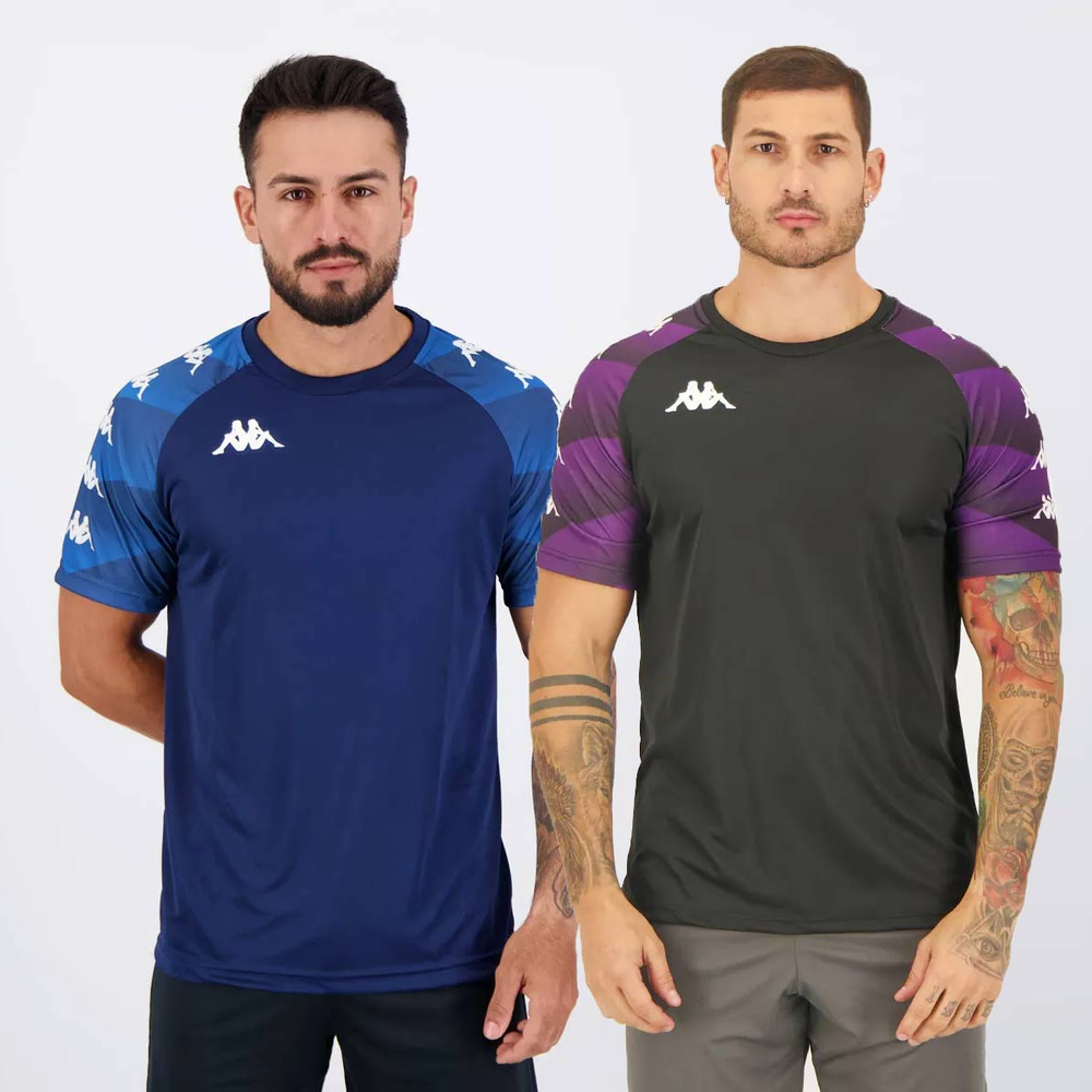 Kit 2 Camisas Kappa Raglany Preta e Marinho Kit 2 Camisas Kappa Raglany Preta e Marinho