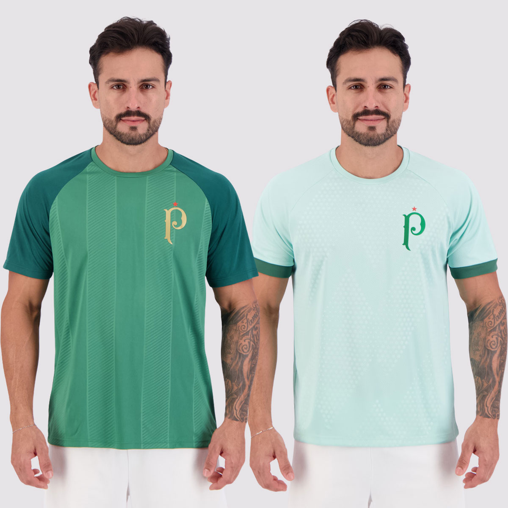 Kit 2 Camisas Palmeiras Dots e Palestra Raglan Verde Kit 2 Camisas Palmeiras Dots e Palestra Raglan Verde