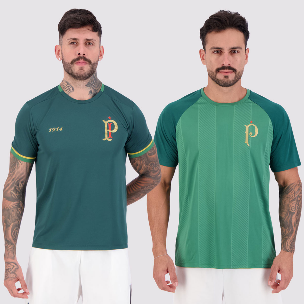 Kit 2 Camisas Palmeiras Energy e Palestra Raglan Verde Kit 2 Camisas Palmeiras Energy e Palestra Raglan Verde