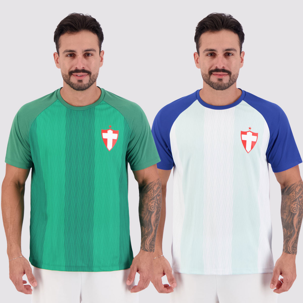 Kit 2 Camisas Palmeiras Savoia Raglan Branca e Verde Kit 2 Camisas Palmeiras Savoia Raglan Branca e Verde