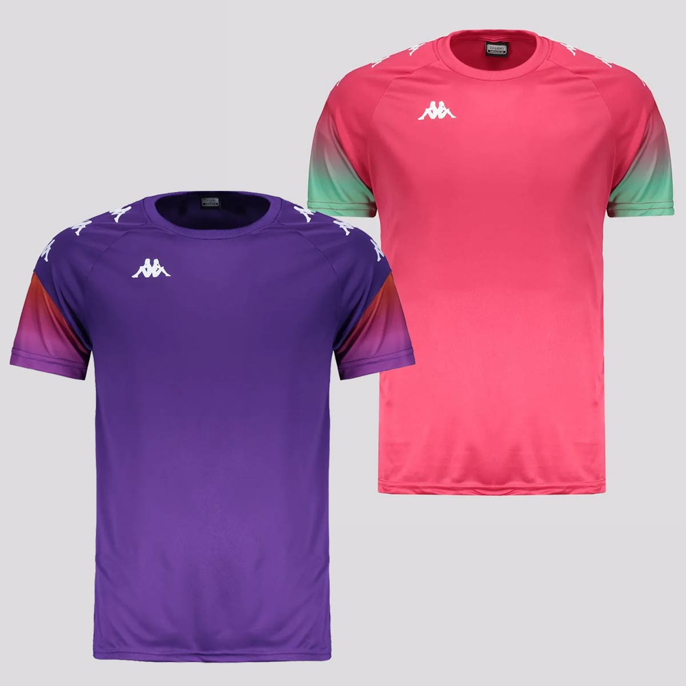 Kit 2 Camisetas Kappa Bearr Rosa e Roxa Kit 2 Camisetas Kappa Bearr Rosa e Roxa