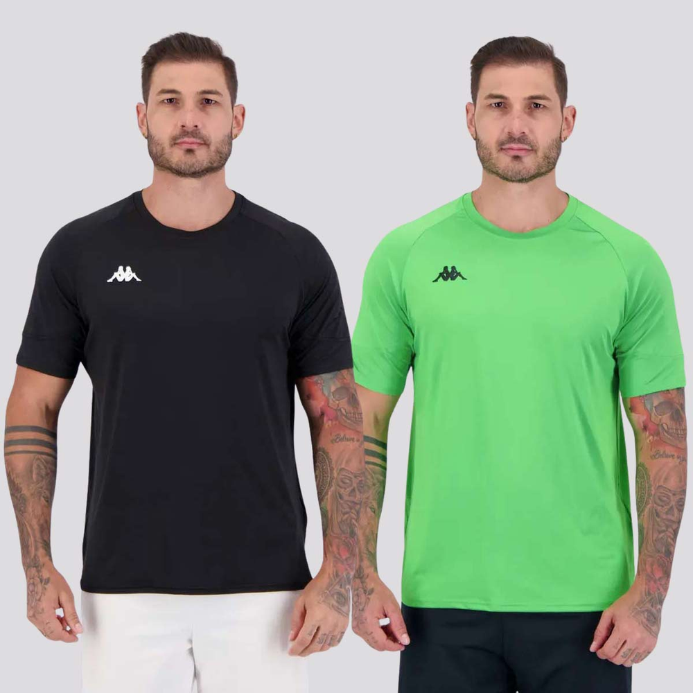 Kit 2 Camisetas Kappa Benji Preta e Verde Kit 2 Camisetas Kappa Benji Preta e Verde