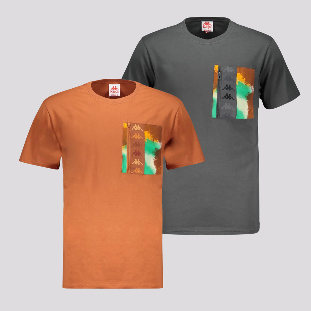 Kit 2 Camisetas Kappa Glenn Graphik Marrom e Cinza Kit 2 Camisetas Kappa Glenn Graphik Marrom e Cinza