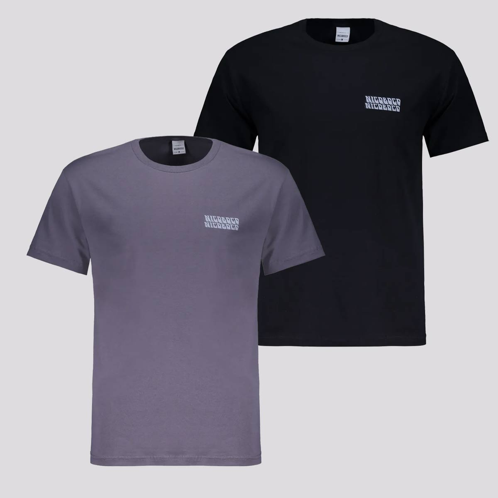 Kit 2 Camisetas Nicoboco Tianno Preta e Cinza Kit 2 Camisetas Nicoboco Tianno Preta e Cinza