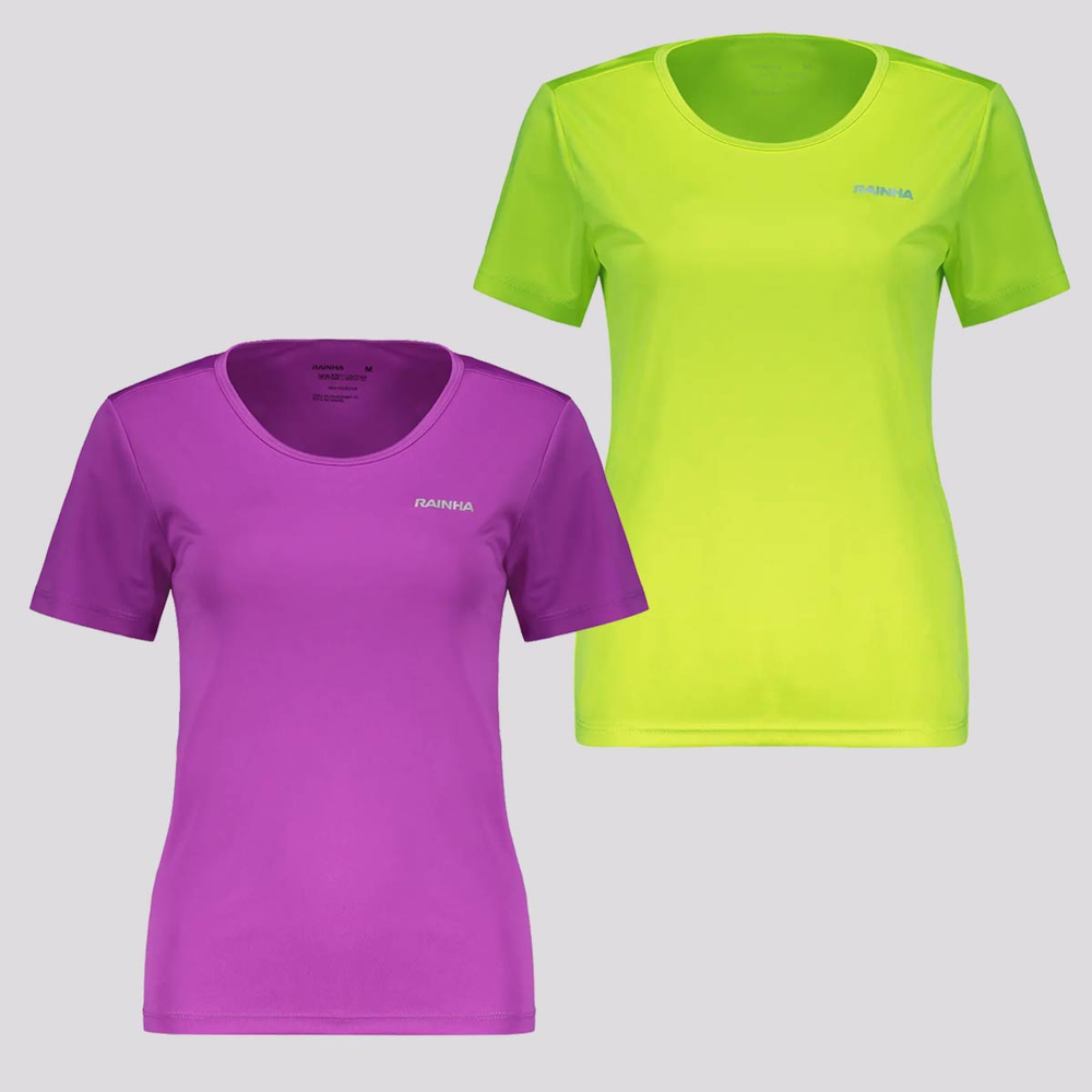 Kit 2 Camisetas Rainha Básica Classic Feminina Verde e Roxa Kit 2 Camisetas Rainha Básica Classic Feminina Verde e Roxa
