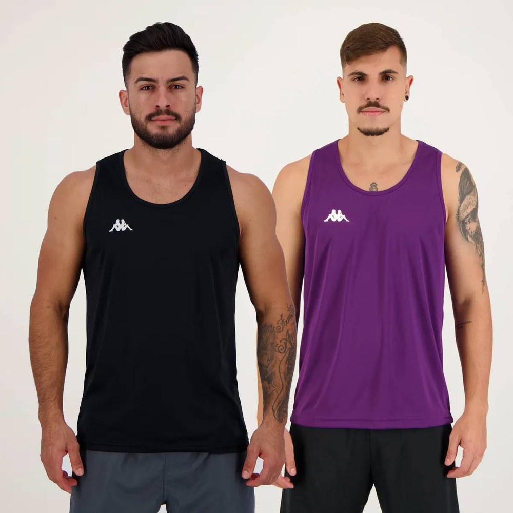Kit 2 Regatas Kappa Basic Preta e Roxa Kit 2 Regatas Kappa Basic Preta e Roxa