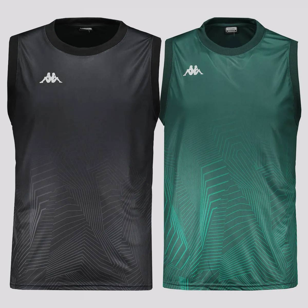 Kit 2 Regatas Kappa Nuuk Preta e Verde Kit 2 Regatas Kappa Nuuk Preta e Verde