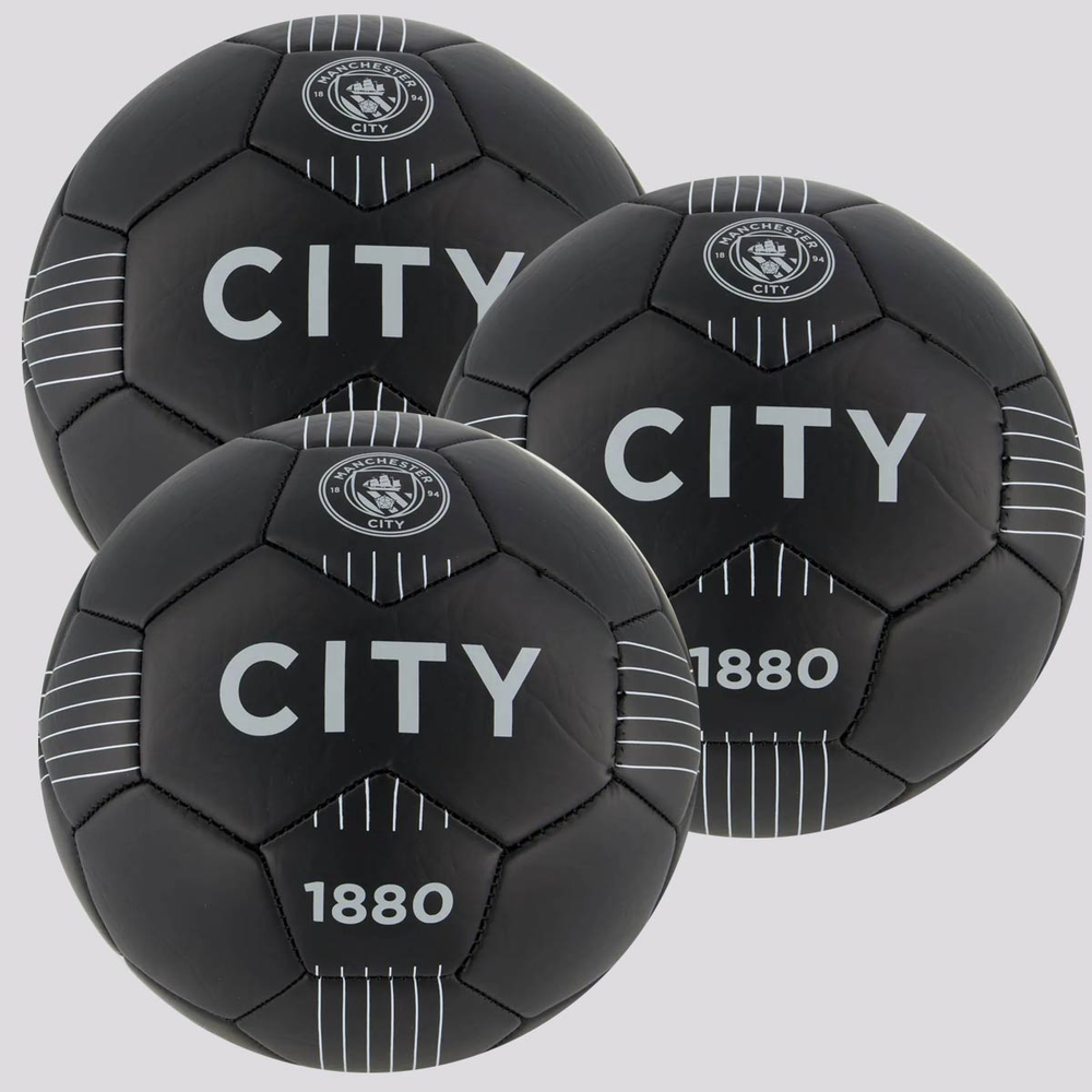 Kit 3 Bolas Machester City Campo Preta
