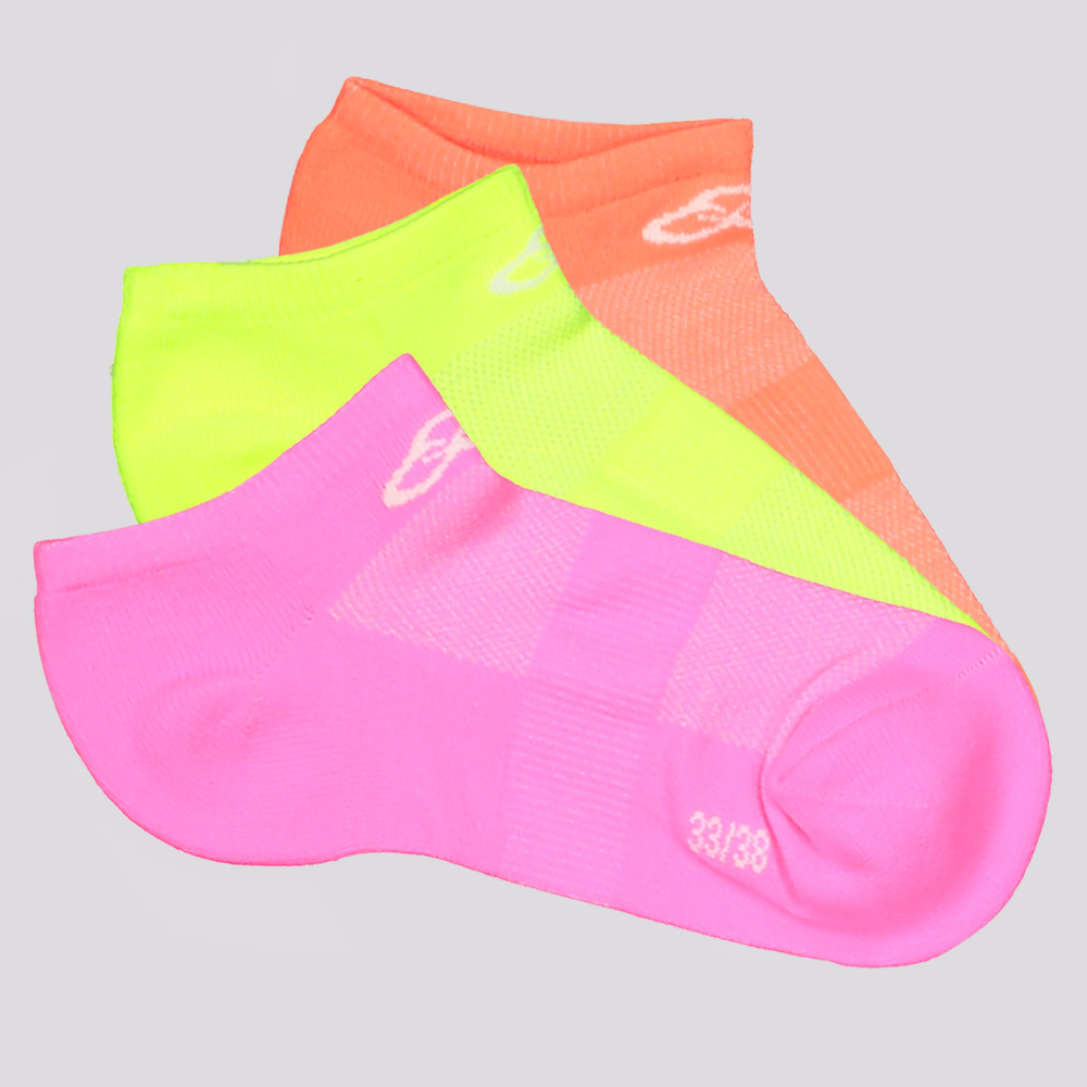 Kit 3 Pares de Meias Olympikus Cano Invisível Feminino Neon Kit 3 Pares de Meias Olympikus Cano Invisível Feminino Neon