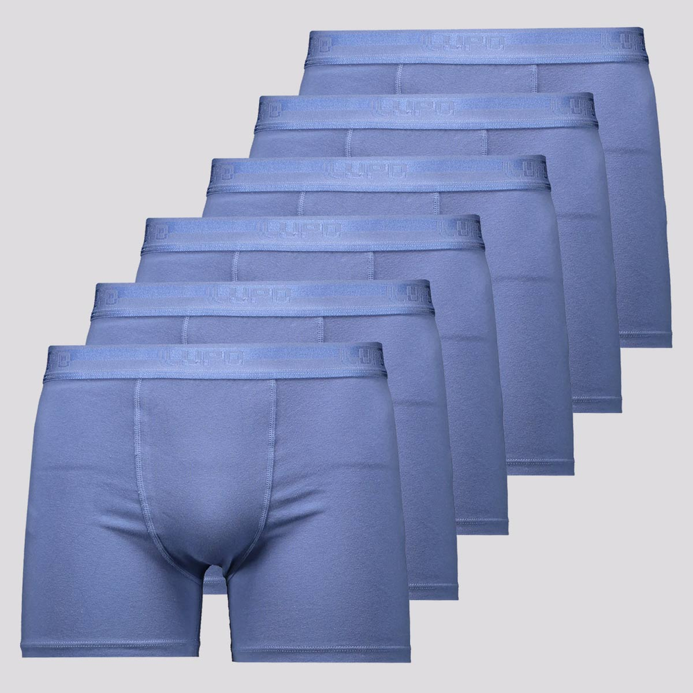 Kit 6 Cuecas Boxer Lupo Elastic Soft Azul