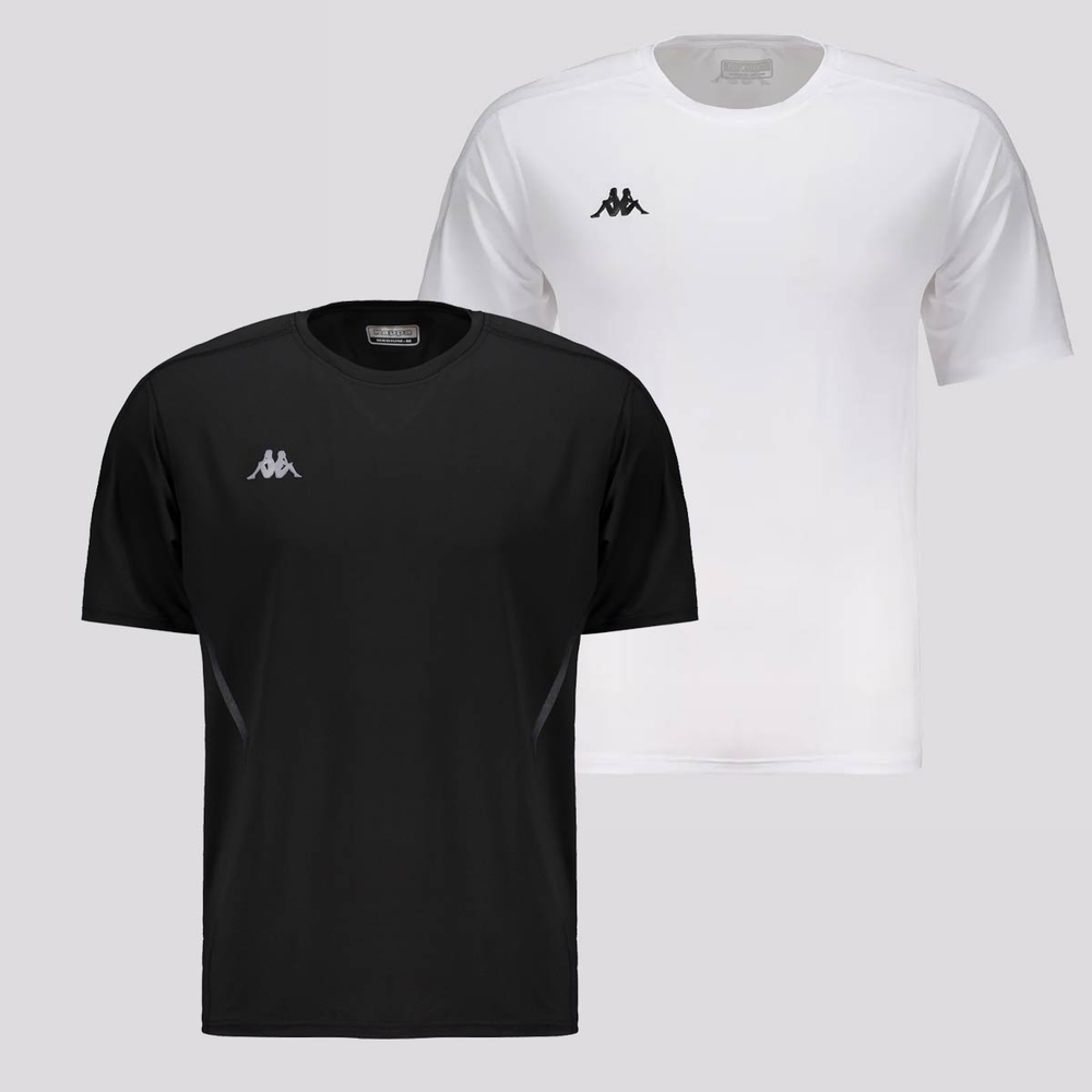 Kit de 2 Camisas Kappa Tully Preta e Branca Kit de 2 Camisas Kappa Tully Preta e Branca