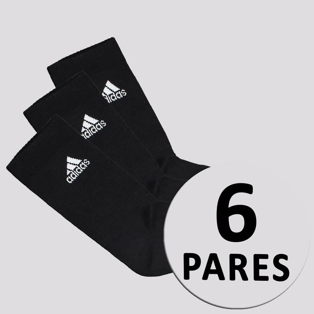 Kit Meia Adidas 6 Pares Cano Alto Preta e Branca Kit Meia Adidas 6 Pares Cano Alto Preta e Branca