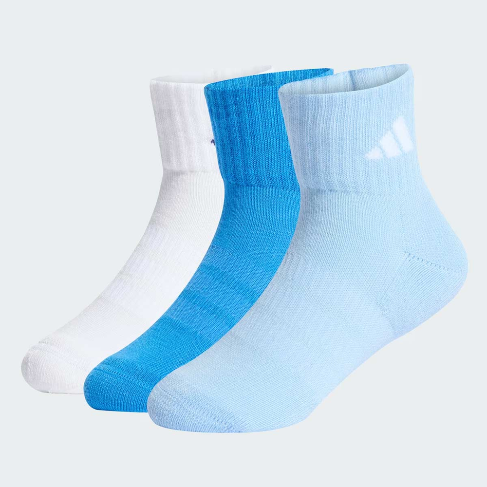 Kit Meia Adidas Ank 3 Pares Juvenil Azul e Branca
