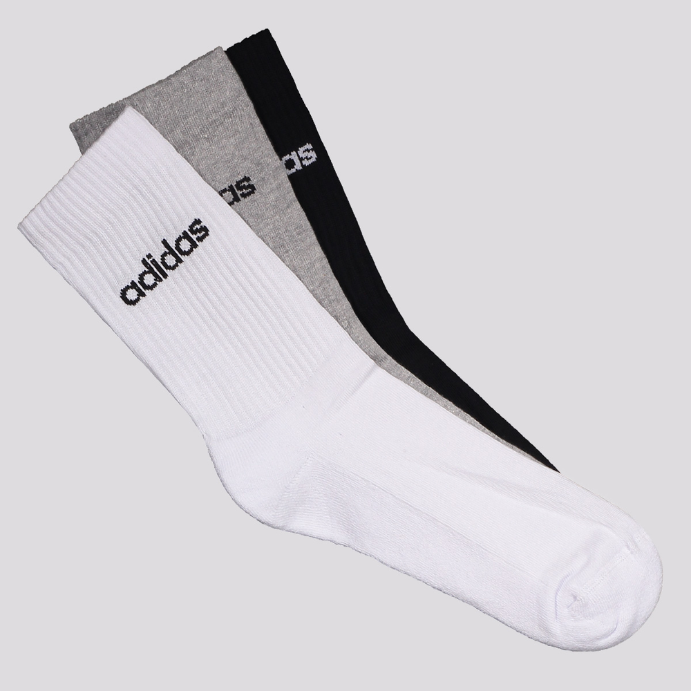 Kit Meia Adidas Crew 3 Pares Kit Meia Adidas Crew 3 Pares