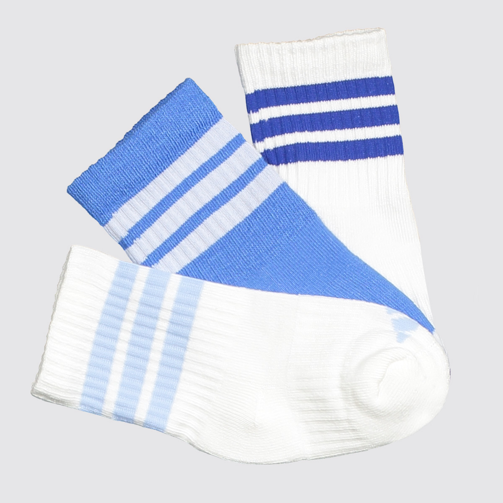 Kit Meia Adidas Crew 3 Pares Infantil Azul