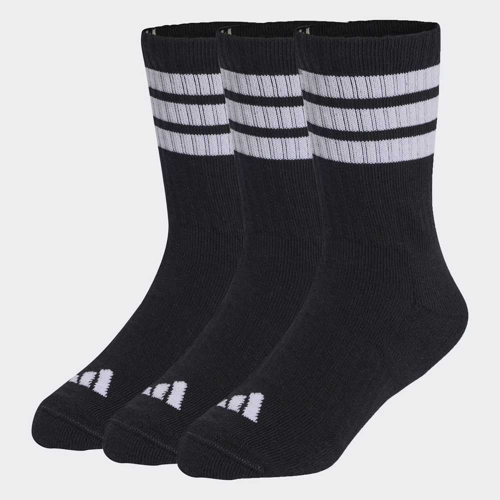 Kit Meia Adidas Crew 3 Pares Infantil Preta