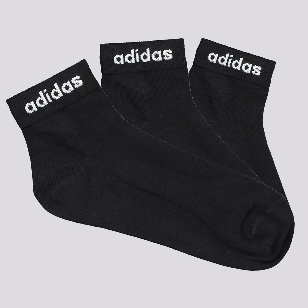 Kit Meia Adidas ESS Cano Médio 3 Pares Preta