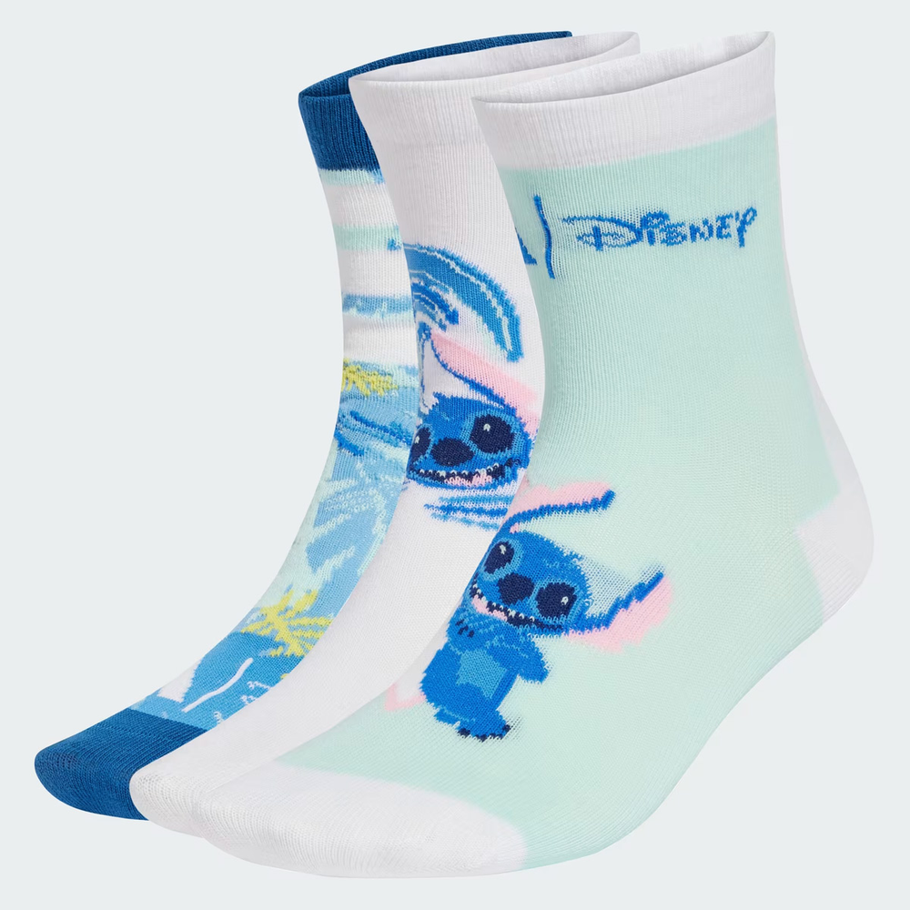 Kit Meia Adidas Lilo e Stich 3 Pares Azul e Branca Kit Meia Adidas Lilo e Stich 3 Pares Azul e Branca