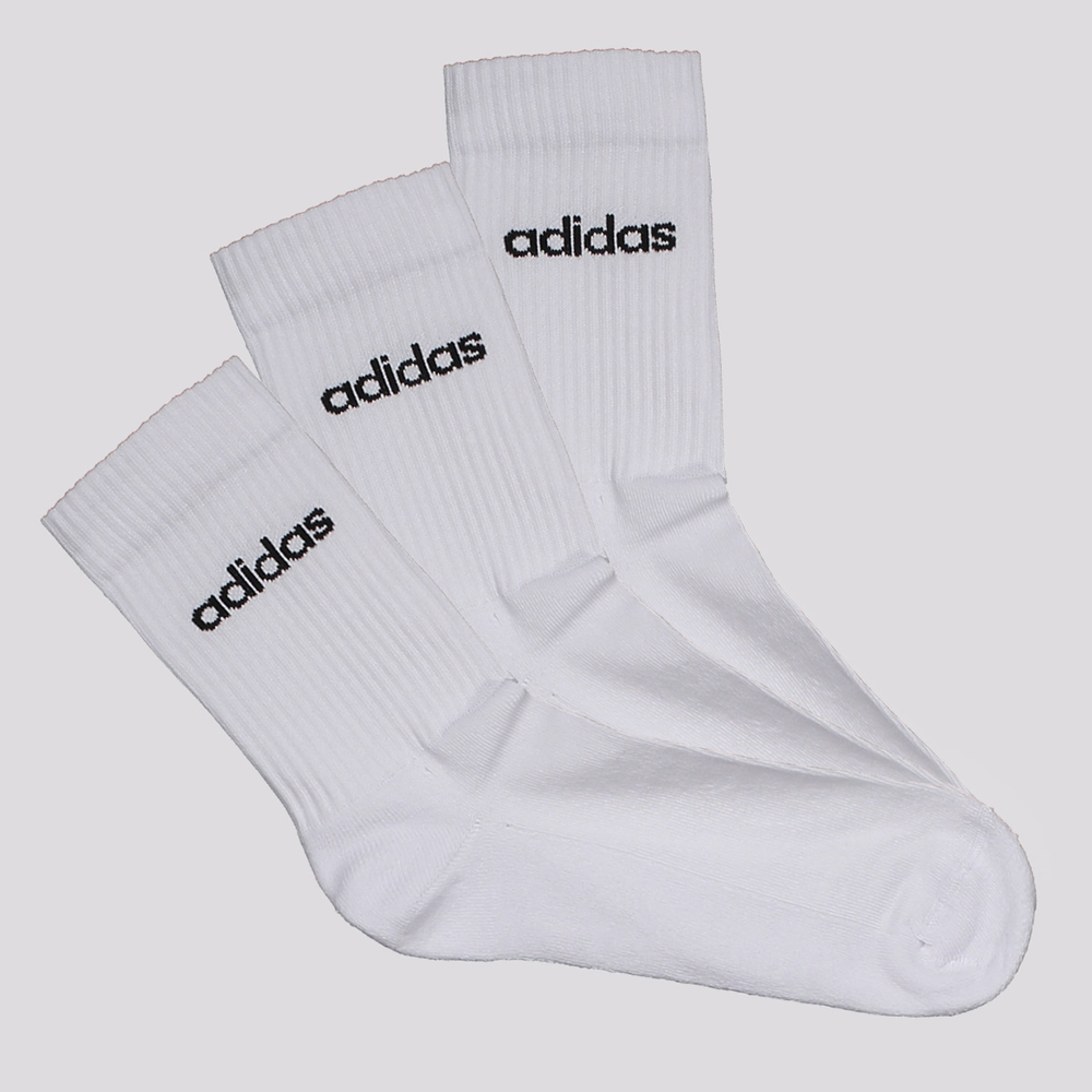 Kit Meia Adidas Lin Crew 3 Pares Branca