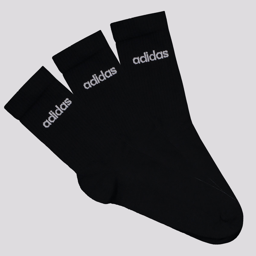 Kit Meia Adidas Linear Cano Alto 3 Pares Kit Meia Adidas Linear Cano Alto 3 Pares