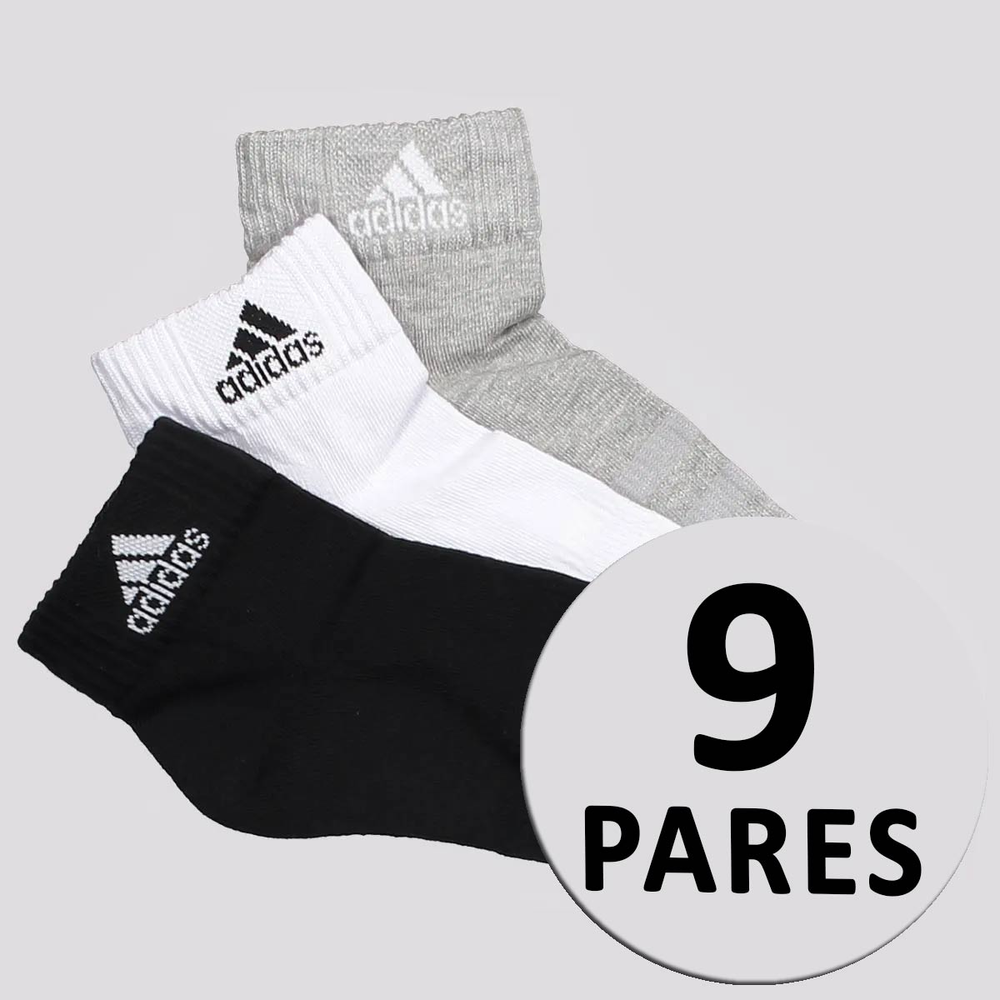 Kit Meia Adidas Logo Cano Médio 9 Pares Branca Pre Kit Meia Adidas Logo Cano Médio 9 Pares Branca Pre