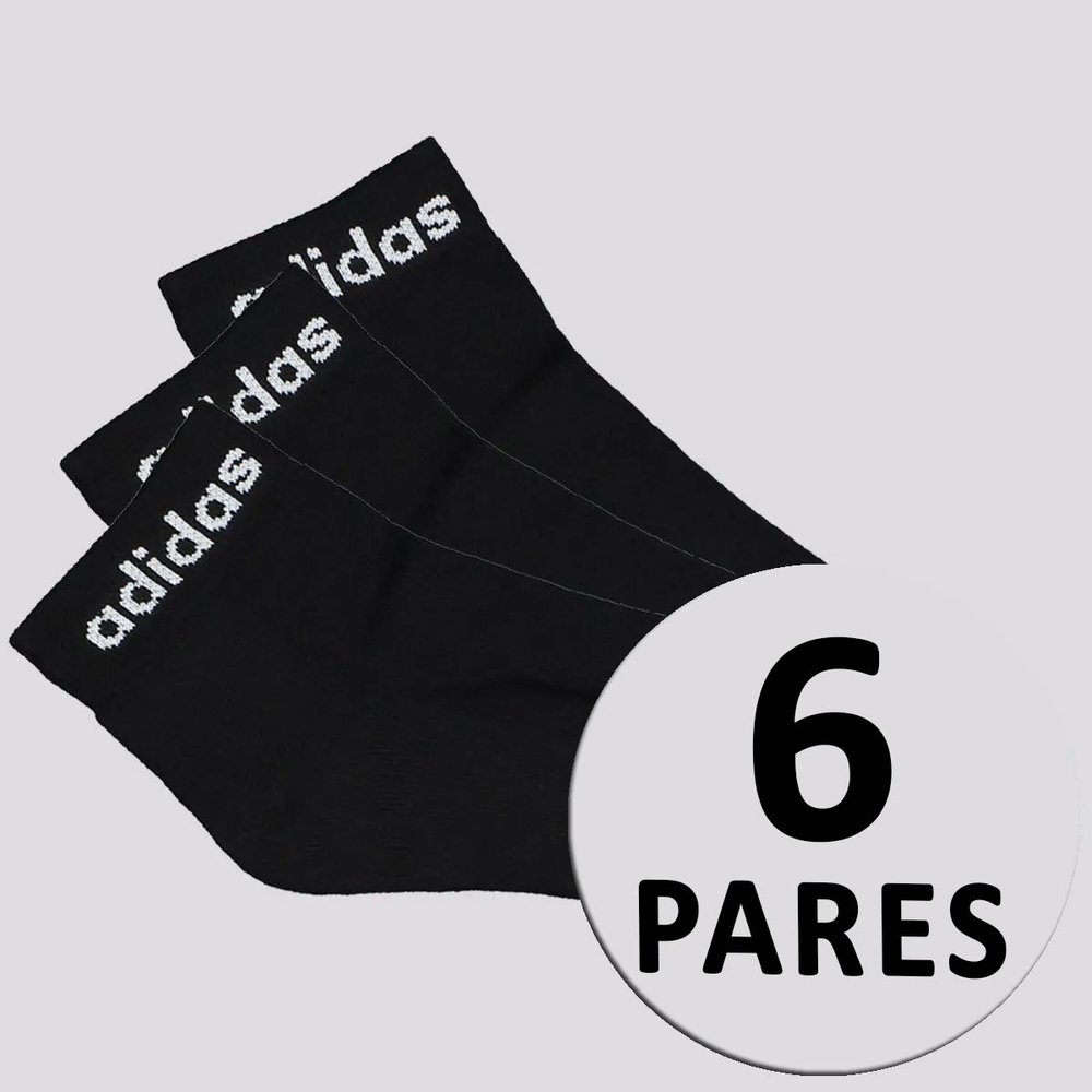 Kit Meia Adidas Logo Linear Ankle 6 Pares Preto Kit Meia Adidas Logo Linear Ankle 6 Pares Preto