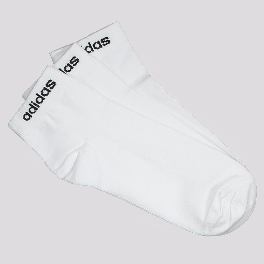 Kit Meia Adidas Logo Linear ESS 3 Pares Cano Médio Branca e Preta Kit Meia Adidas Logo Linear ESS 3 Pares Cano Médio Branca e Preta