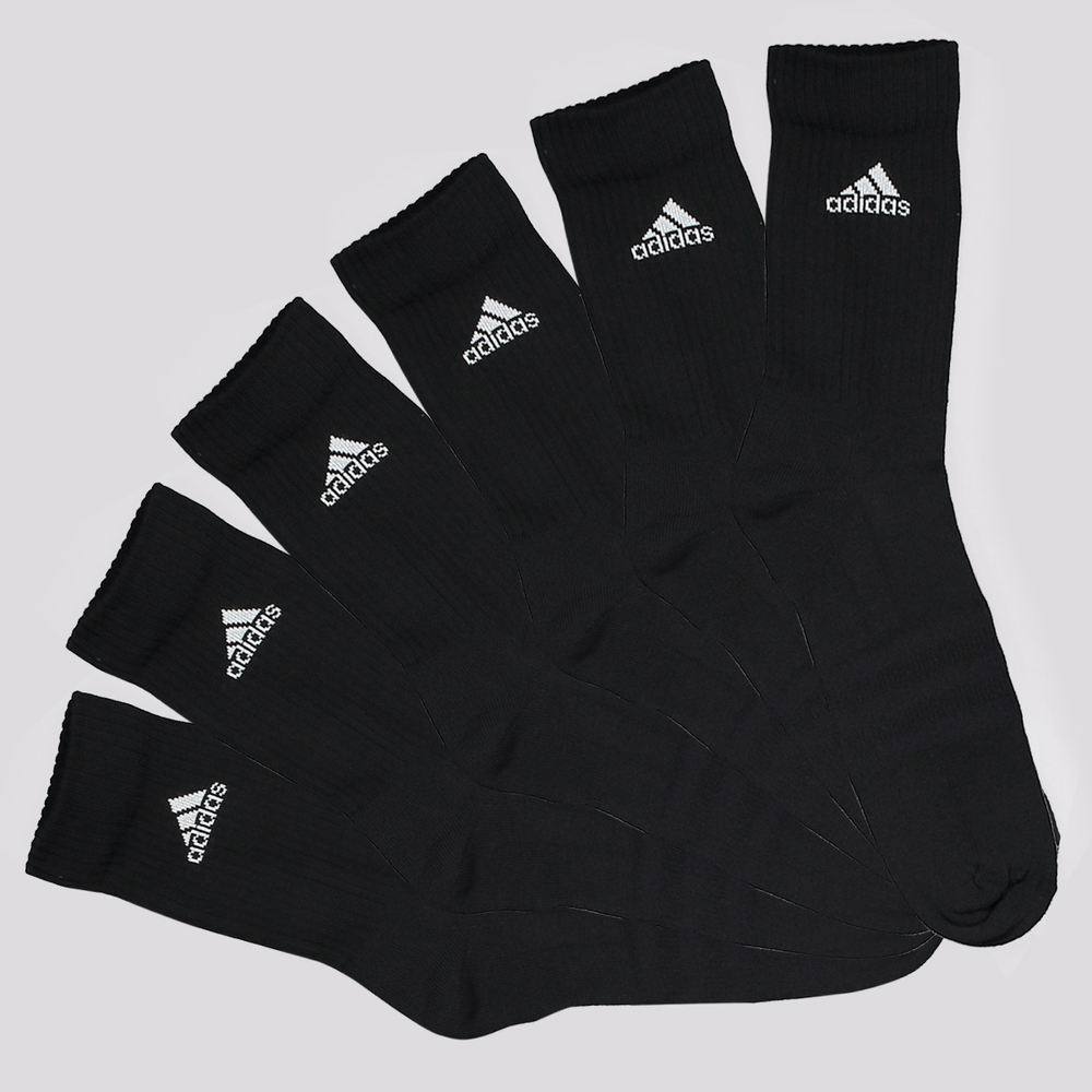 Kit Meia Adidas SPW Cano Alto 6 Pares Preto Kit Meia Adidas SPW Cano Alto 6 Pares Preto