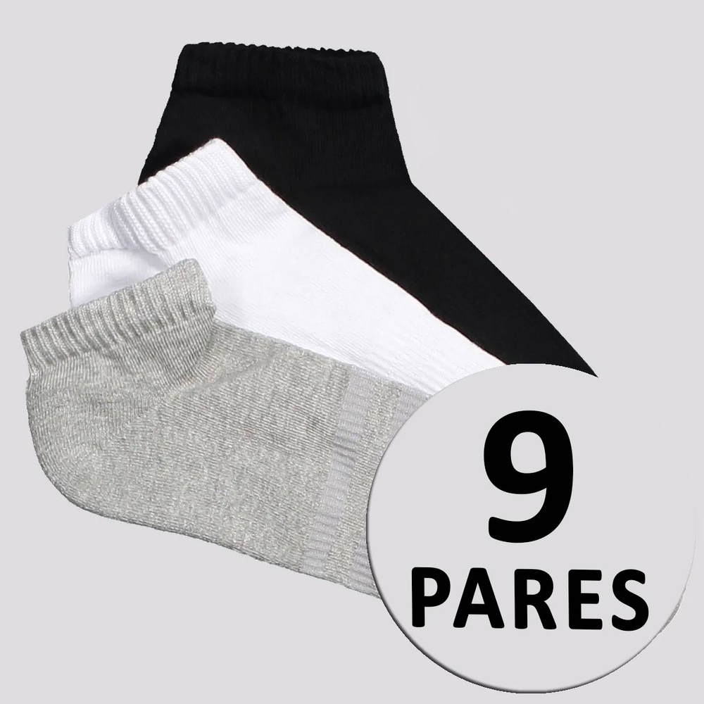 Kit Meia Adidas SPW Cano Baixo 9 Pares Branca Preta e Cinza Kit Meia Adidas SPW Cano Baixo 9 Pares Branca Preta e Cinza