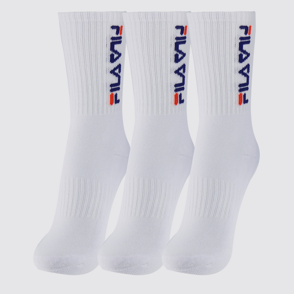 Kit Meia Fila 3 Pares Cano Alto Double Branco