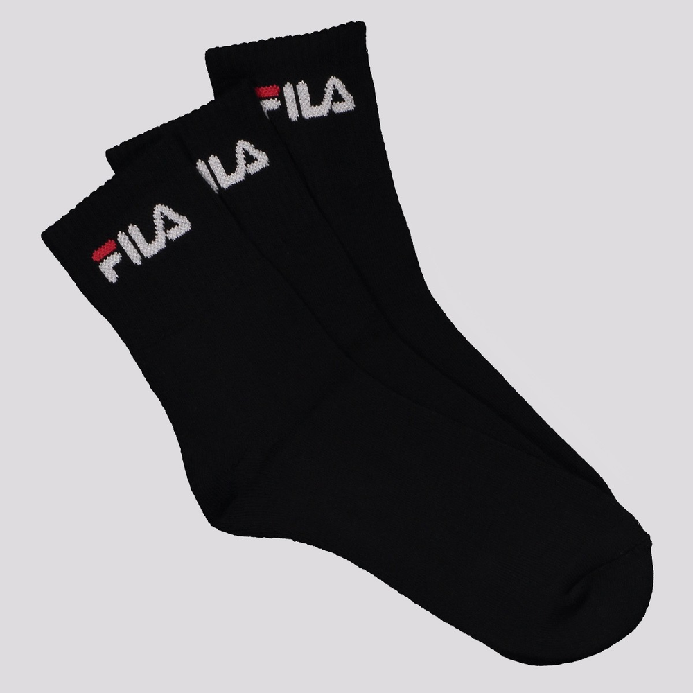 Kit Meia Fila 3 Pares Cano Médio Preto Kit Meia Fila 3 Pares Cano Médio Preto