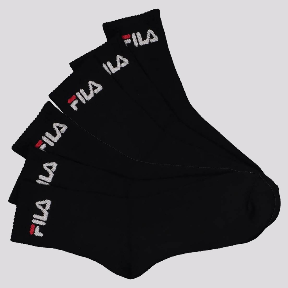 Kit Meia Fila 6 Pares Cano Médio Preto Kit Meia Fila 6 Pares Cano Médio Preto